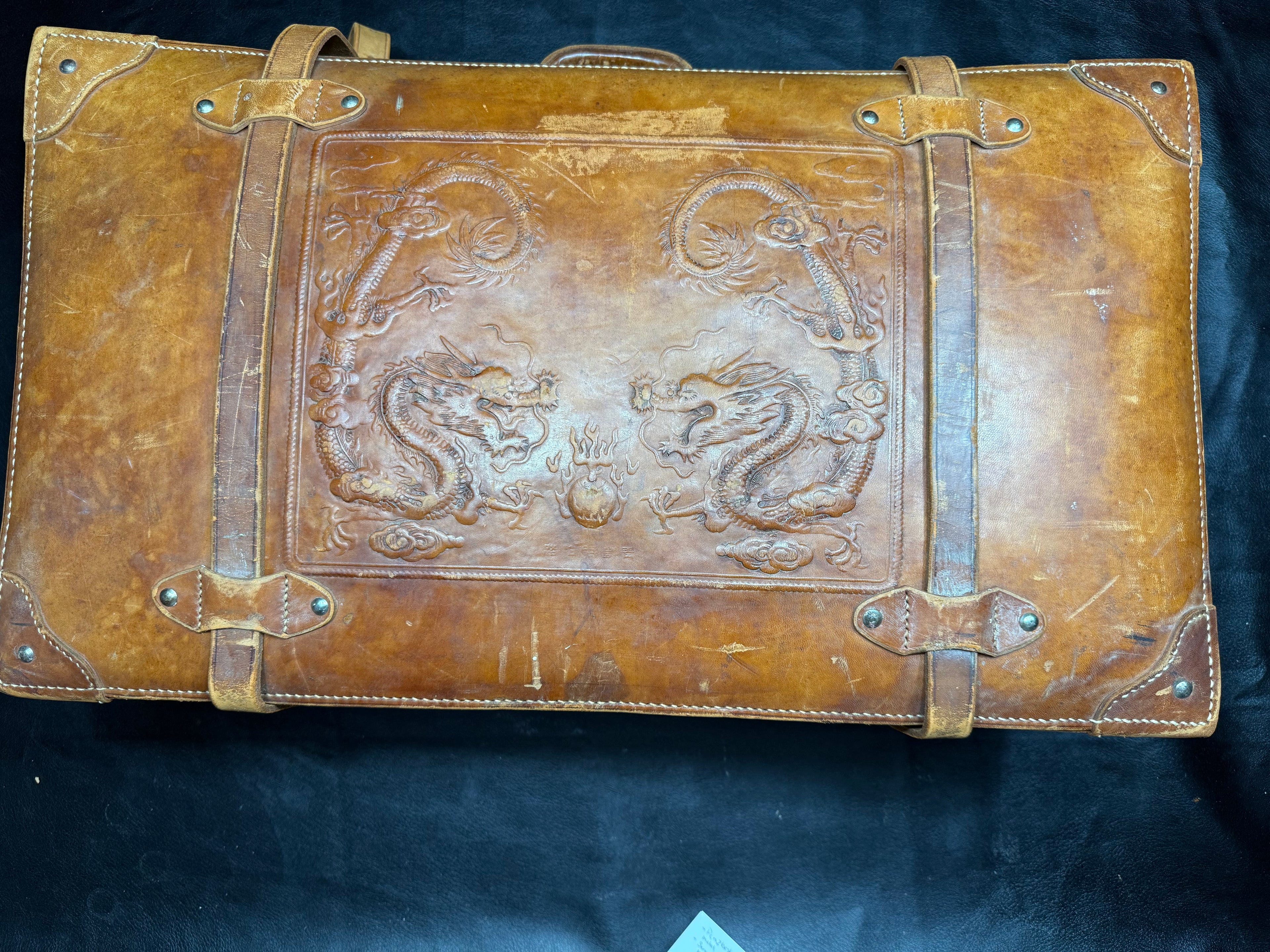 Vintage Leather Dragon Suitcase