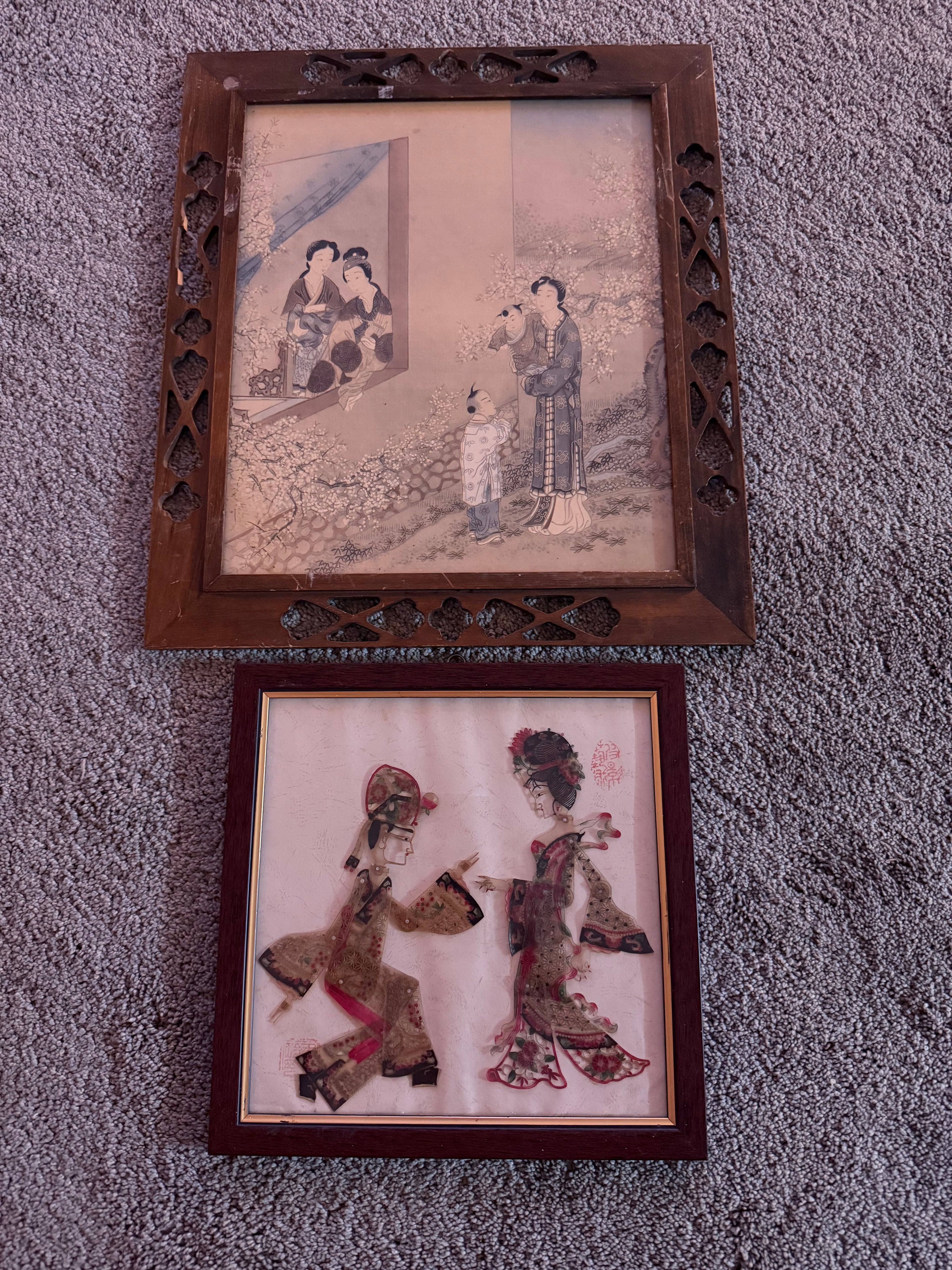 Pair of vintage Asian art pieces