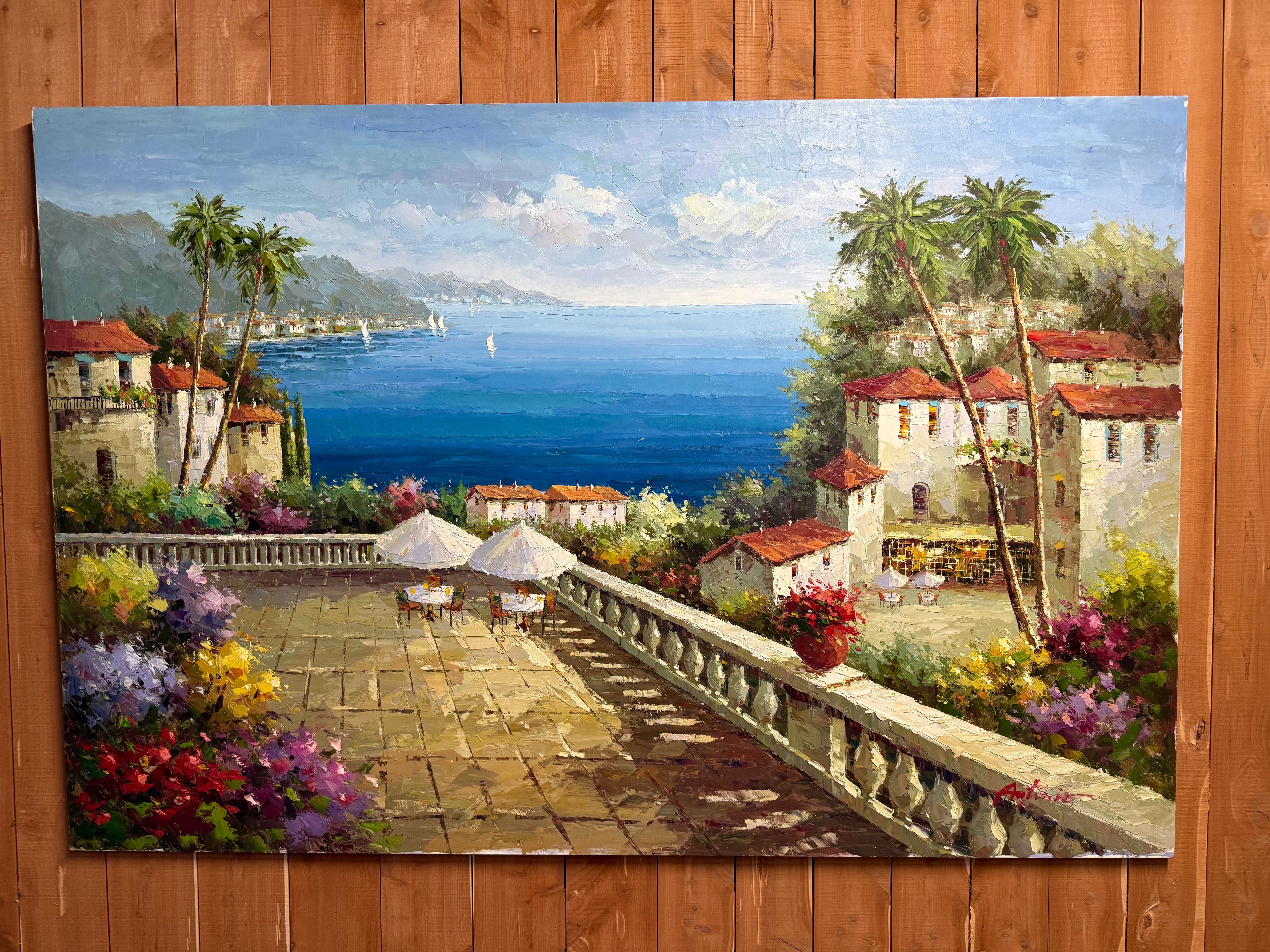 Huge Italian / Mediterranean Oil on Canvas