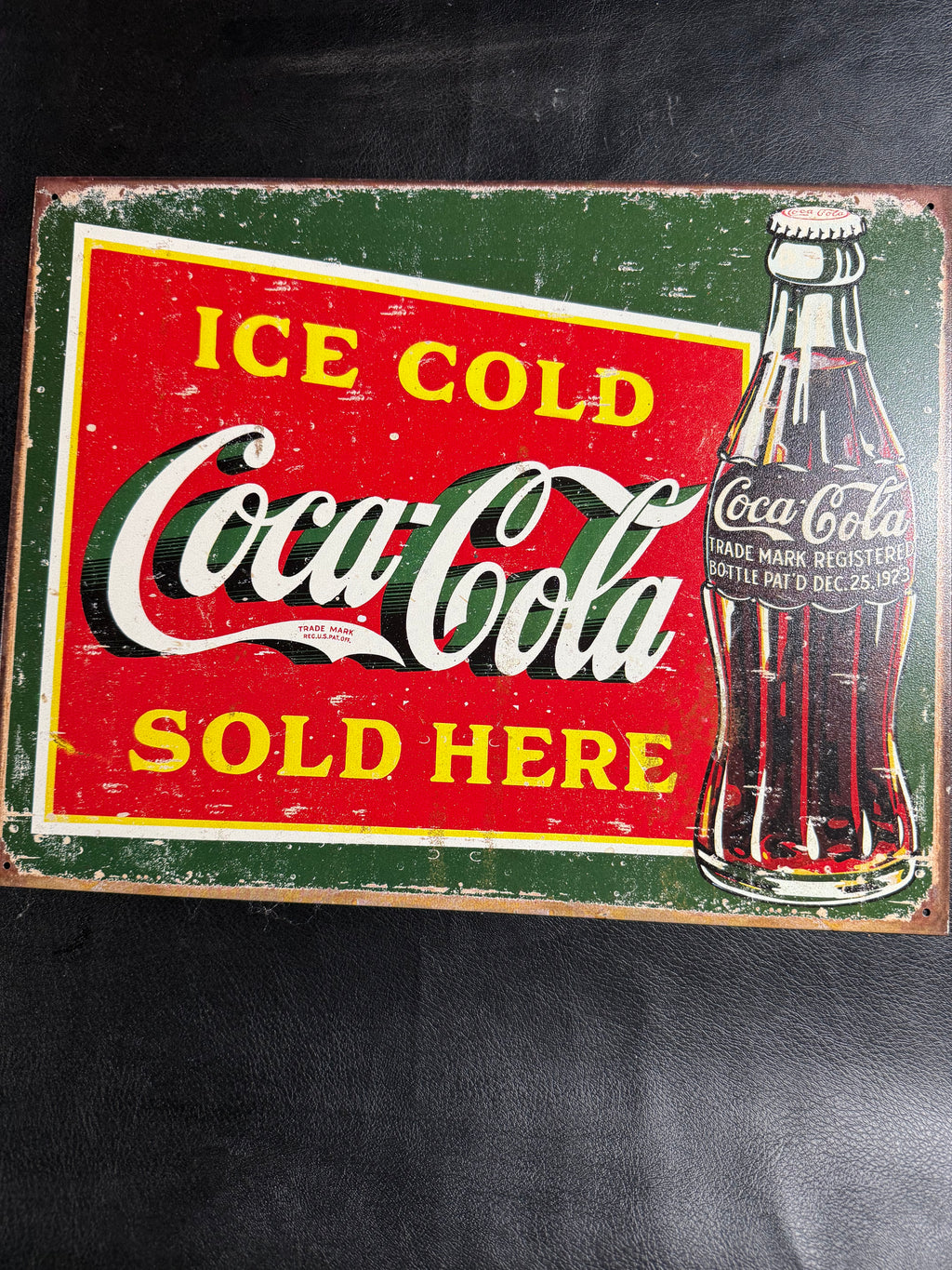 Made in USA Coca-Cola metal advertising sign, 16 by 12.5 inches