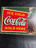 Made in USA Coca-Cola metal advertising sign, 16 by 12.5 inches
