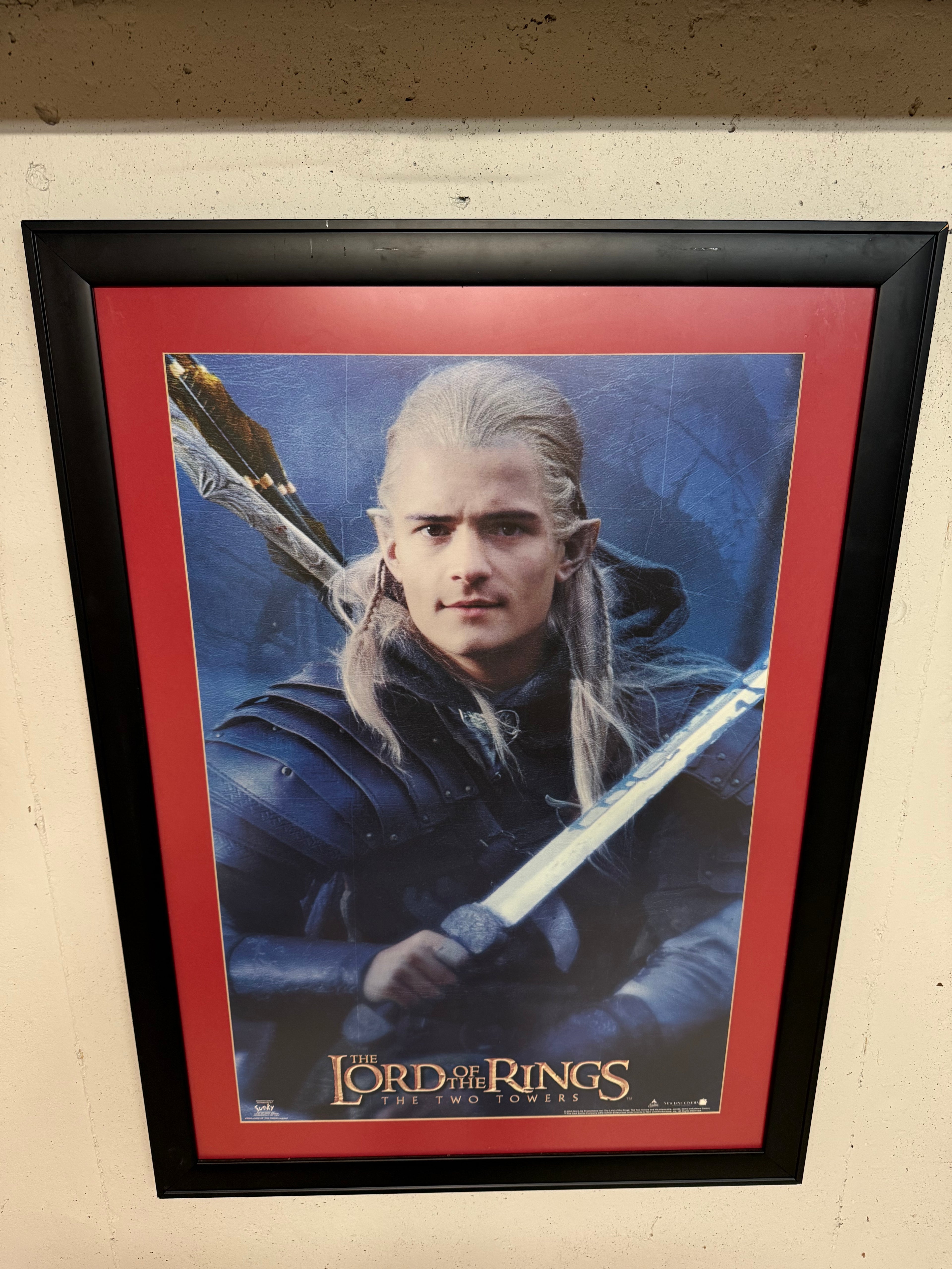 Lord of the Rings Legolas Orlando Bloom framed movie poster, 30.5 by 42 inches